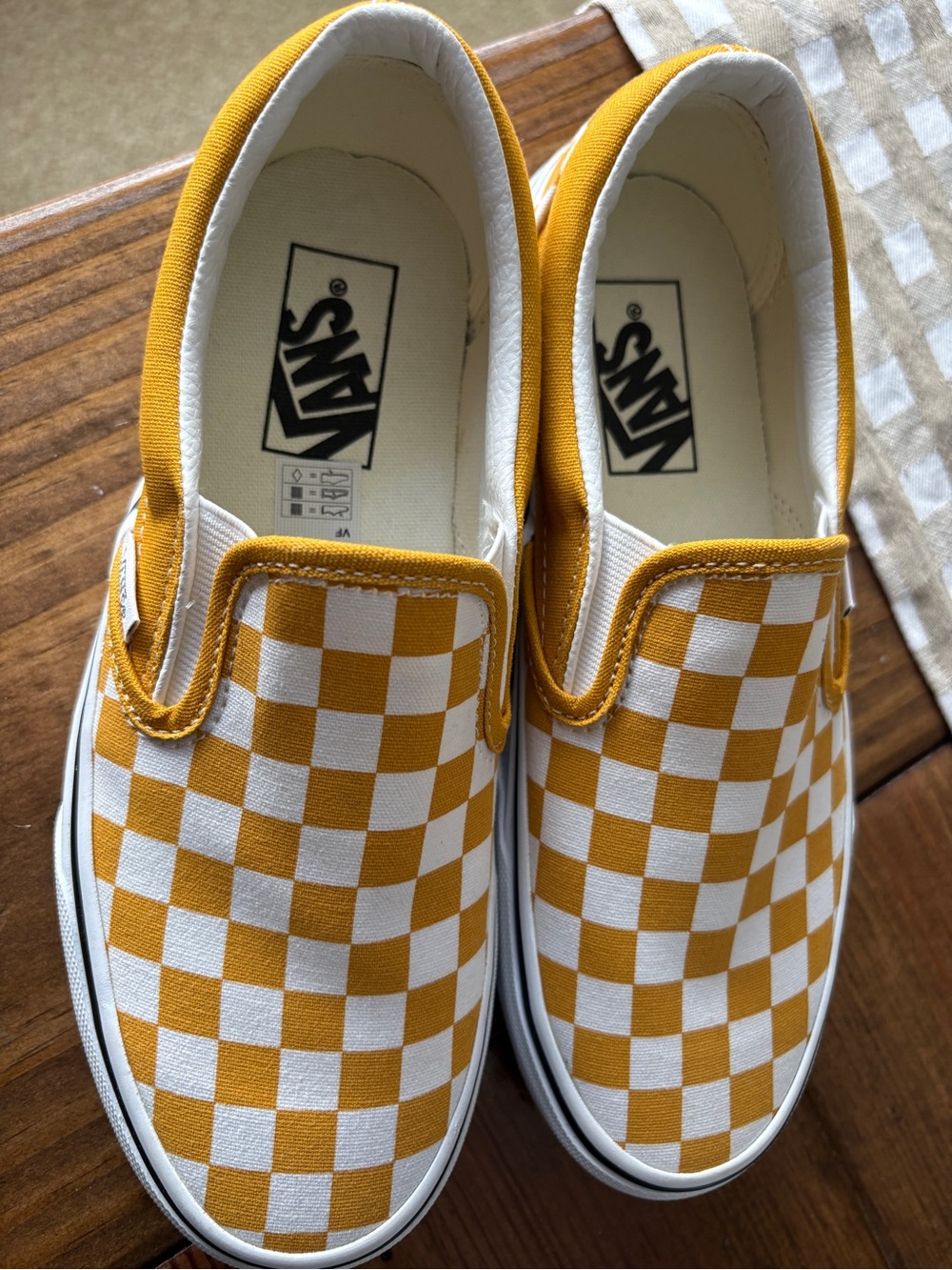 Vans Kids Slip-On Checkerboard Sneakers - Mustard & White